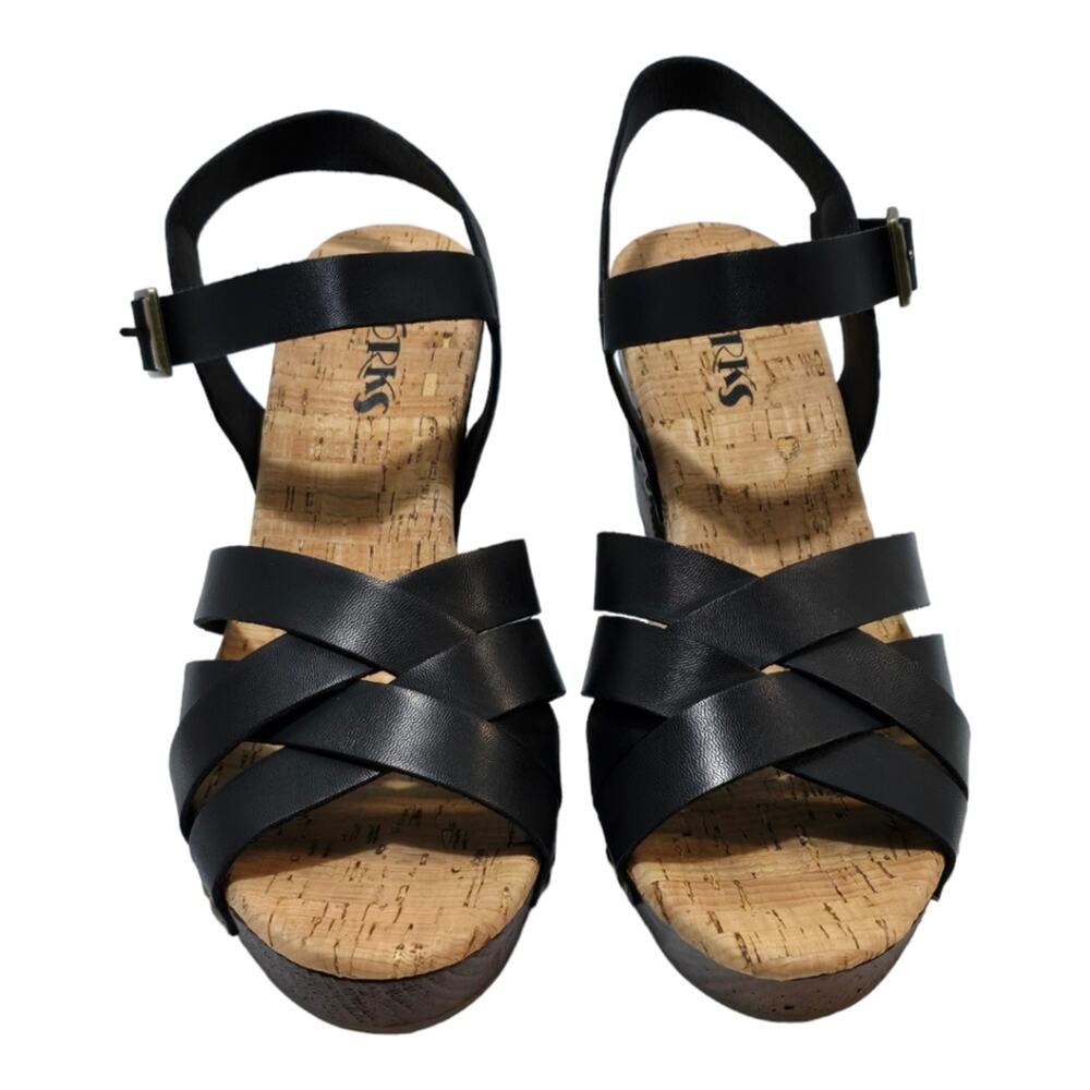 Korks black Strappy‎ Ankle Chunky Heeled Sandals Women's Size 10 New!